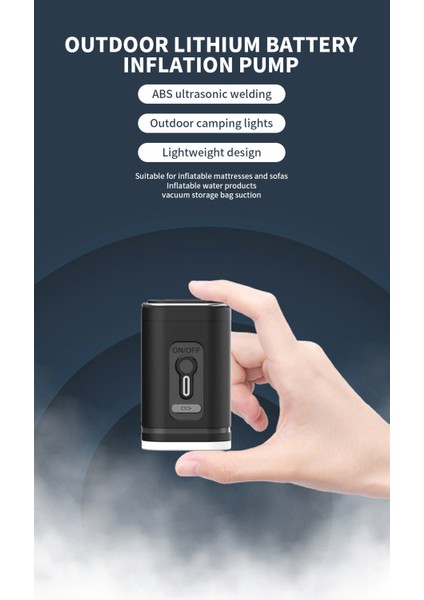 Glampıng 3'ü 1 Arada Taşınabilir USB Şarjlı Elektrikli Hava Pompası – Şişirme/çekme & LED Işıklı