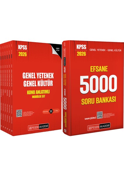 2026 Kpss Efsane 5000 Tamamı Çözümlü Soru Bankası - 2026 Kpss Lisans Konu Modüler Set - (6 Kitap)