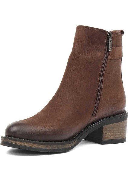 Kadın Kahverengi Fermuarlı Nubuk Deri Bot modelleri