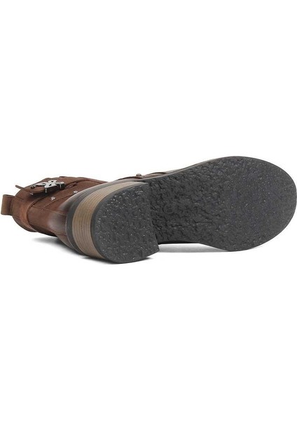 Kadın Kahverengi Fermuarlı Nubuk Deri Bot indirimleri