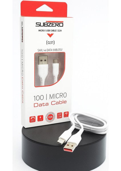 Subzero CL57 Micro USB Şarj ve Data Kablosu (2.2A - 100 Cm) | Hızlı Şarj ve Veri Aktarımı