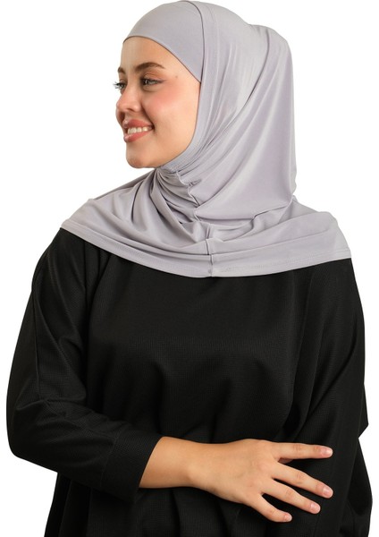 Gri Pratik Hazır Geçmeli Boru Boneli Ikili Tesettür Eşarp Sandy Düz 2501_15 fiyatları