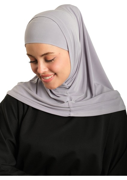 Gri Pratik Hazır Geçmeli Boru Boneli Ikili Tesettür Eşarp Sandy Düz 2501_15 modelleri