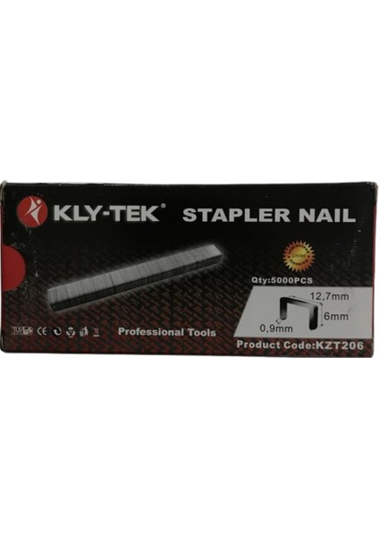 Kly-Tek Seri Havalı Zımba Teli 0,9X12,7X6 mm 5000 Adet 24'lü Paket
