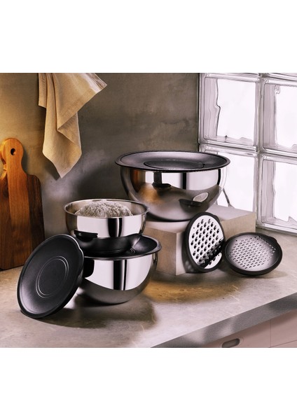 Arsel Premium Rustik 9 Parça Çırpma Kase Seti Saklama Kabı