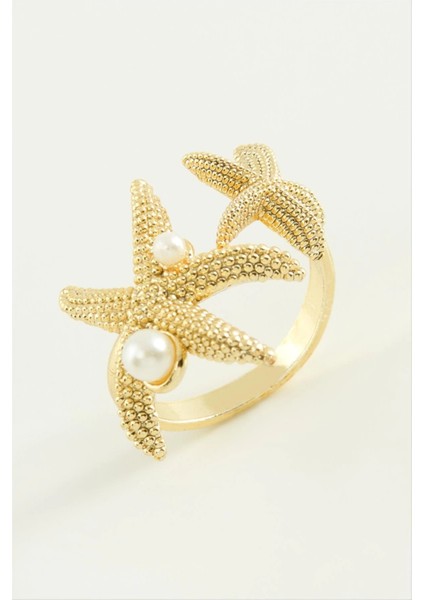 Deniz Yıldızı Inci Metal Yüzük