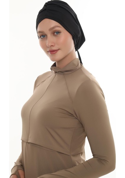 Siyah Pratik Hazır Geçmeli Deniz Havuz Bonesi Swimmy Drapeli 2509_01