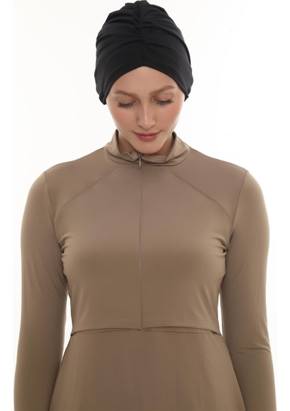 Siyah Pratik Hazır Geçmeli Deniz Havuz Bonesi Swimmy Drapeli 2509_01 modelleri