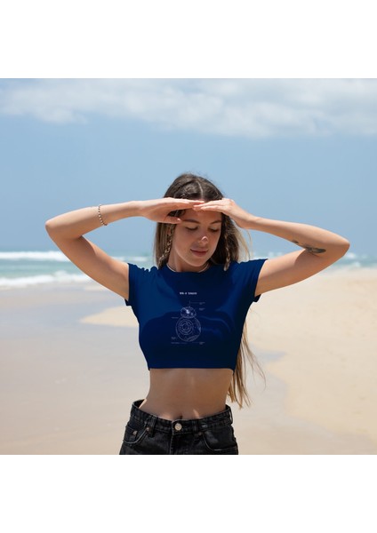 Bb-8 Crop Tişört - Lacivert fiyatları
