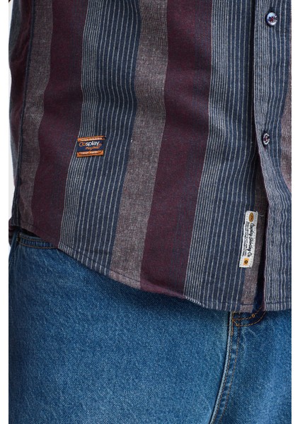 Regular Fit Pamuk Karışımlı Melanj Çizgili Düğmeli Yaka Erkek Gömlek indirimleri