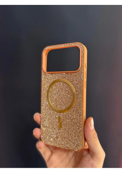 Iphone 17 Uyumlu Sert ve Içi Kadife Taşlı Magsafe Kılıf Roselix fiyatları