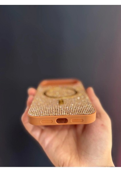 Iphone 17 Uyumlu Sert ve Içi Kadife Taşlı Magsafe Kılıf Roselix indirimleri