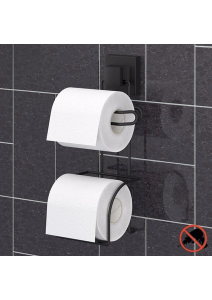 Tuvalet Kağıdı Askısı 2 Raf Yedekli Siyah Easyfix