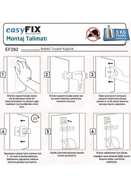 Tuvalet Kağıdı Askısı 2 Raf Yedekli Siyah Easyfix fırsatları