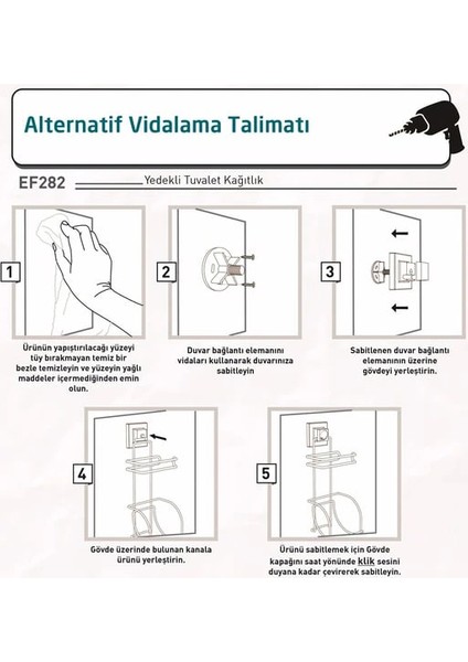 Tuvalet Kağıdı Askısı 2 Raf Yedekli Siyah Easyfix indirimleri