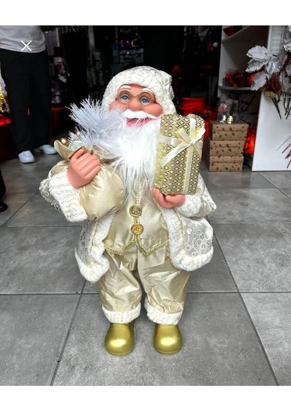 Yılbaşı Gold Krem Noel Baba Figür Biblo 62 cm modelleri