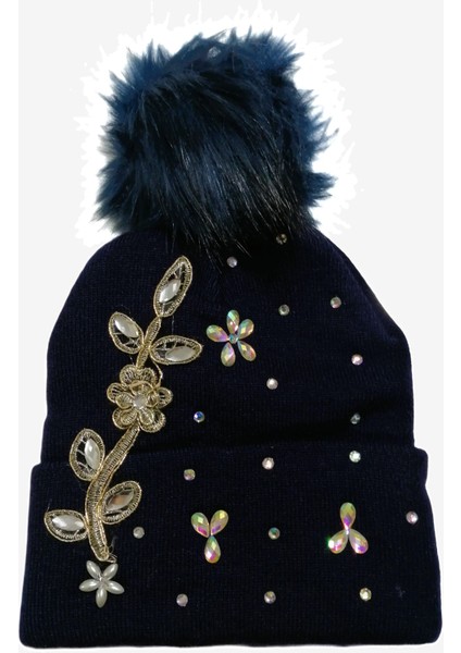 Kadın Örgü Taşlı Ponponlu Bere Standart fiyatları