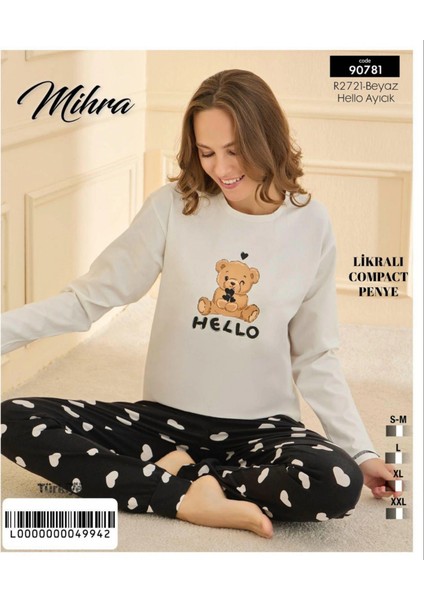 Mihra 90781 Kadın Ayıcıklı Uzun Kol Pijama Takımı