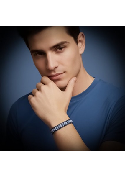 Mavi Aventurin & Hematit Çelik Örgülü Deri Bileklik 9592B22D4 fiyatları