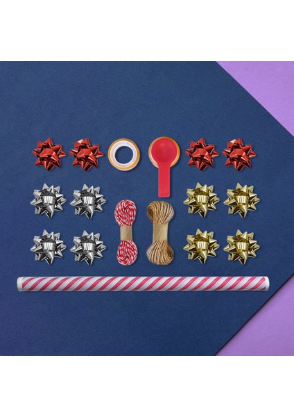 Kırmızı Verev Beyaz Ambalaj Kağıdı Seti | 10 Rulo Kağıt (70X100 Cm)-12 RAFYA-20M Ip-Bant ve Makinesi fırsatları