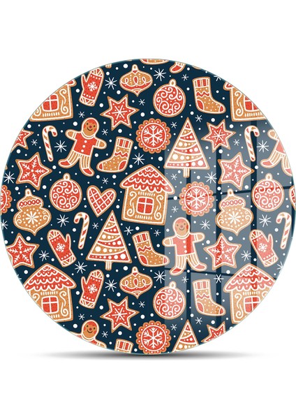Cam Kesme Tahtası ve Sunumluk Yuvarlak Yılbaşı Kurabiye Desenli 30X30 cm fiyatları