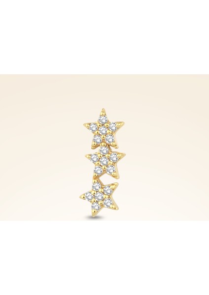 0,11 Karat Pırlanta Taşlı Üç Yıldız Piercing