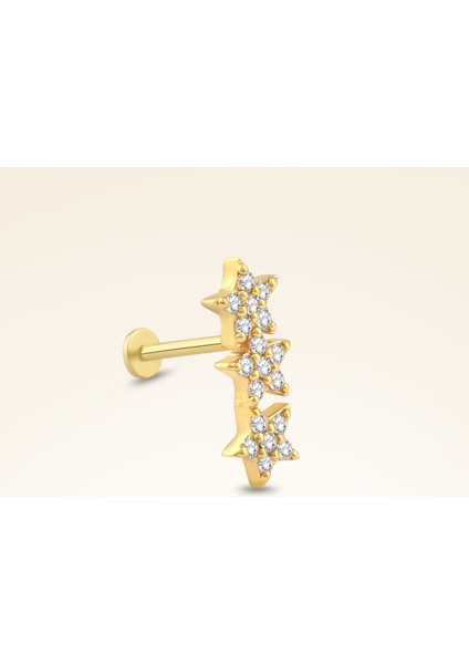 0,11 Karat Pırlanta Taşlı Üç Yıldız Piercing fiyatları