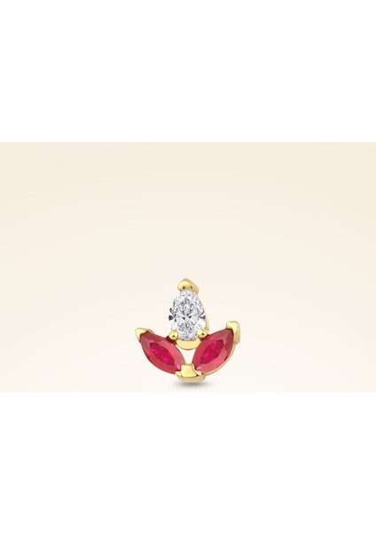 0,11 Karat Pırlantalı Yakut Piercing