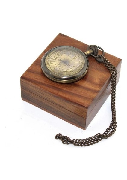 Ahşap Kutulu Pirinç Köstekli Saat Model 11