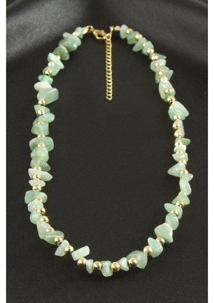 Yeşim Kırık Doğaltaş Kolye