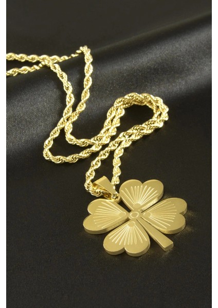 Yonca Lüks Çelik Kolye Büyük