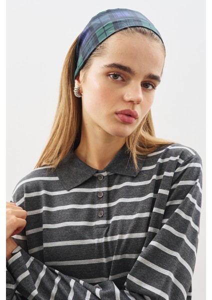 Polo Yaka Çizgili Tshırt Antrasit fırsatları