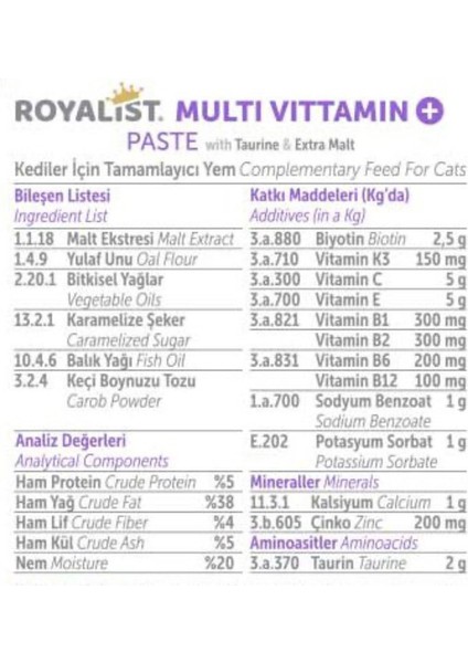 Multivitamin+ Paste | Kediler Için Vitamin & Mineral Desteği fiyatları