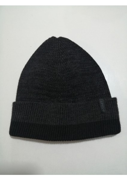 Erkek Katlamalı Antrasit Klasik Triko Örgü Bere modelleri