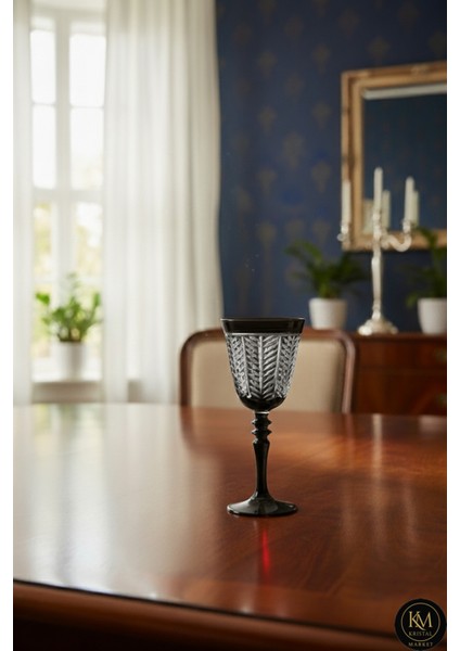 Yaprak Desenli Ayaklı Lüks Bardak