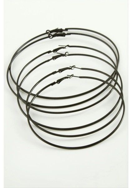 Ezme Çizgili Metal Halka Küpe 6 Adet