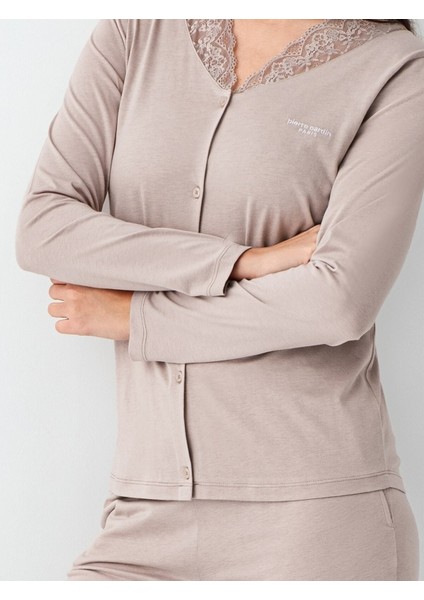 Kadın Giyim 2 Adet Uzun Kol Pamuklu & Modal Gömlek Pijama Takımı (Modal Şort Hediyeli) fiyatları