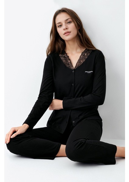 Kadın Giyim 2 Adet Uzun Kol Pamuklu & Modal Gömlek Pijama Takımı (Modal Şort Hediyeli)