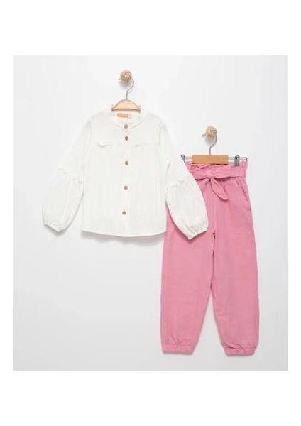 Kız Çocuk Müslin Pantolon Gömlek Ikili Takım