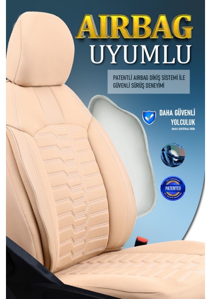 Renault Clio 2 Hb Deri Detaylı Oto Koltuk Kılıfı Ön Arka Takım Platinium Seri Bej Scr indirimleri