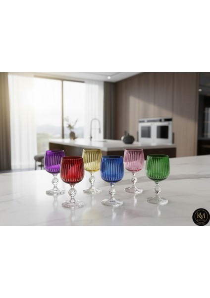 El Yapımı Kristal Pearl Desen Bardak Seti 6'lı