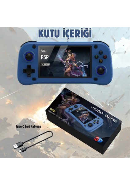 G28 Retro Game Console | 4.3” IPS Hd, 10.000 Oyun, 64GB, Uzun Ömürlü Batarya modelleri
