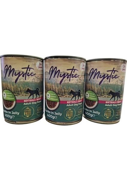 Mystic Köpek Konserve Biftekli 400 gr (3 Adet )