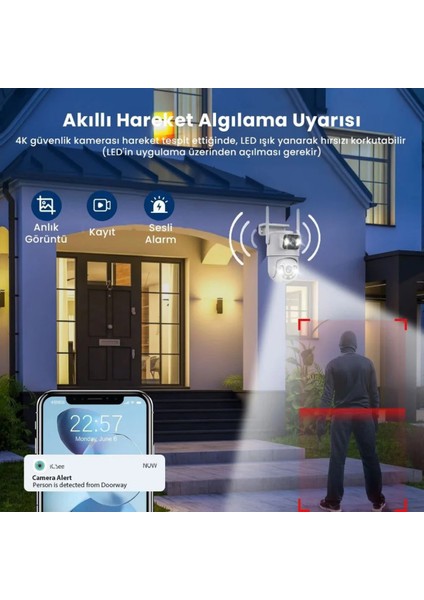 MBG-29AI Wifi Çift Lens 3+3mp Akıllı Güvenlik Kamerası Renkli Gece Görüş, Sesli, 1.5A Adaptör Dahil indirimleri
