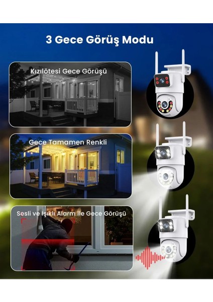 MBG-29AI Wifi Çift Lens 3+3mp Akıllı Güvenlik Kamerası Renkli Gece Görüş, Sesli, 1.5A Adaptör Dahil