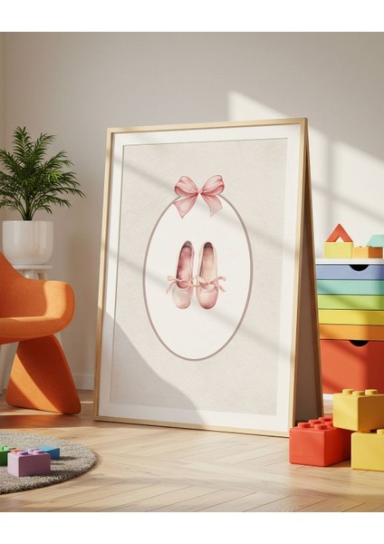 Vintage Pembe Ayakkabı Dijital Baskı Vintage Poster (Çerçevesiz)