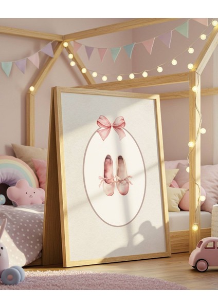 Vintage Pembe Ayakkabı Dijital Baskı Vintage Poster (Çerçevesiz) modelleri