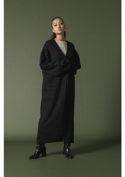 91828 Düşük Omuz Balon Kol Uzun Triko Hırka