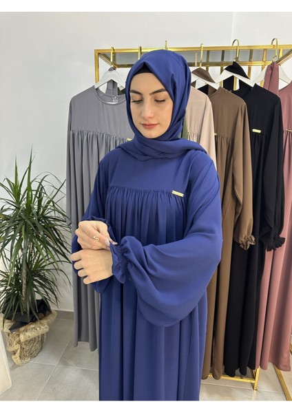 Şallı ve Üsten Robalı,kemerli Elbise Takım .hijap ,abaya (Hac ve Umre Için Uygundur) Indigo modelleri