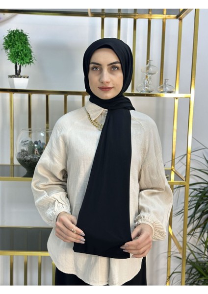 Ithal Kumaş Çıtçıtlı Hazır Şal Iki Sekılde Kullanılır Siyah Renk